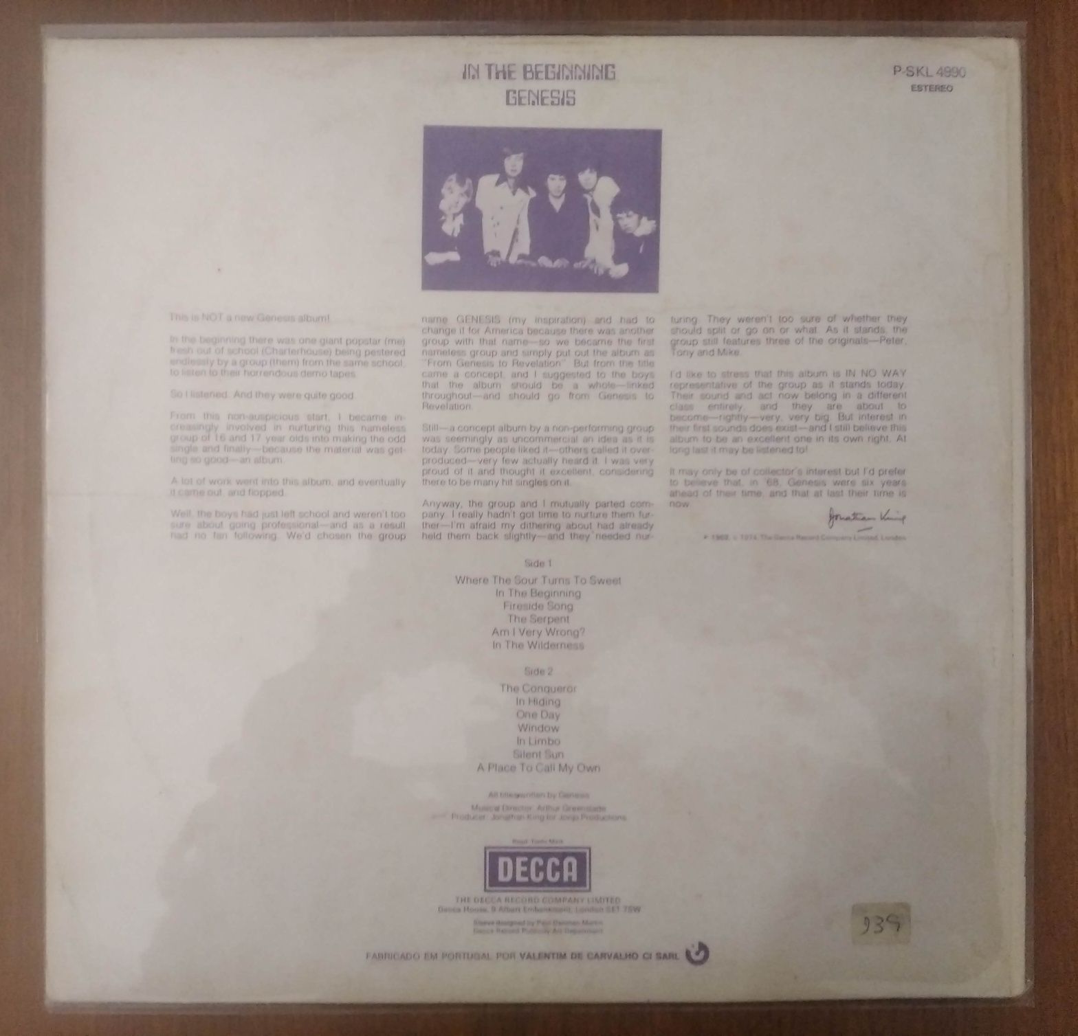 Genesis disco de vinil "In The Beginning"