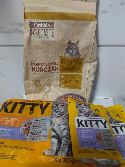 Zestaw karmòw dla kota.