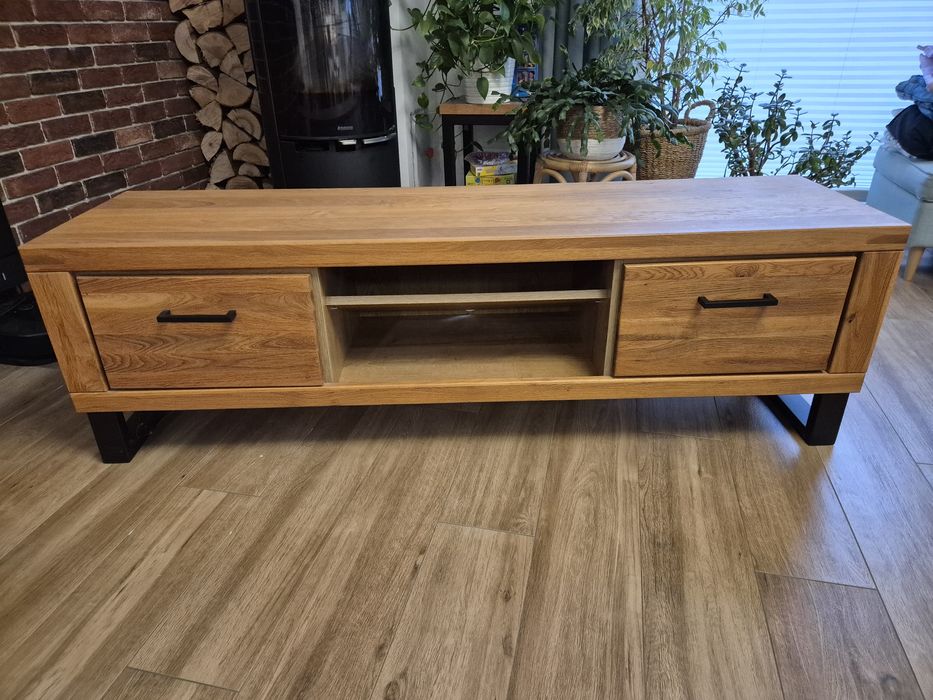 Loftowa szafka rtv dębowa 169x45x52