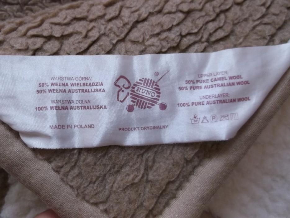 Naturalna Kołdra Wełniana Camel Merynos Australijski 2 Poduszki Gratis