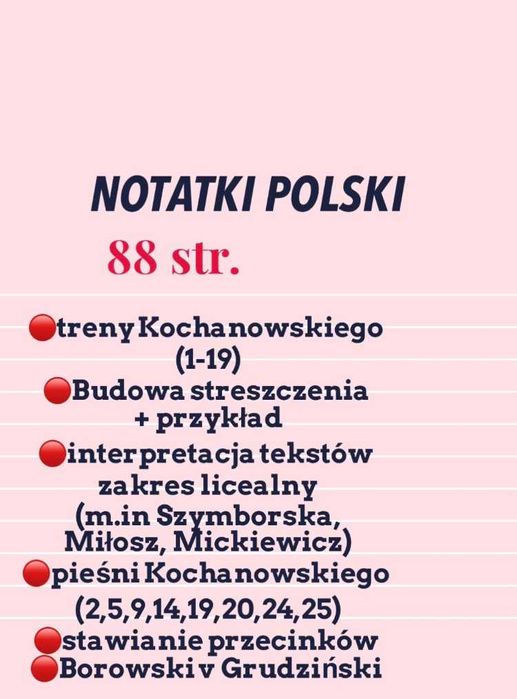 Notatki język polski matura w pigułce 88 str.