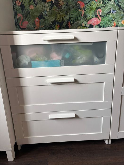 Zestaw mebli IKEA BRIMNES – szafa, komoda, szafka – bardzo dobry stan