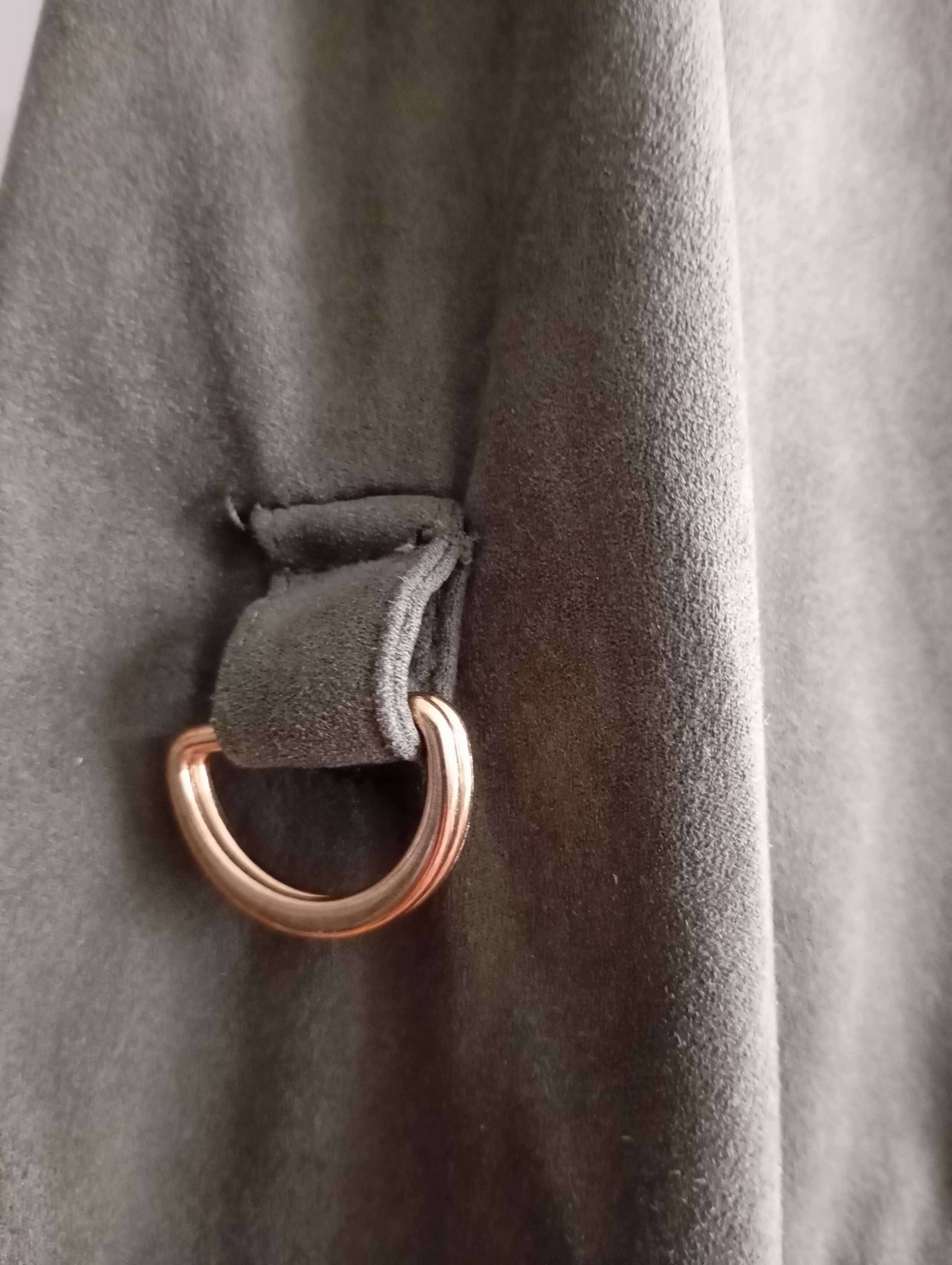 Kardigan kolor khaki zamsz cienki