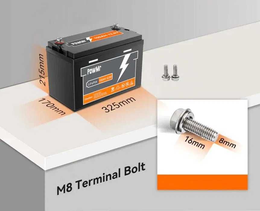 Аккумулятор PowMr 100AH 12.8V (1280W*h) LiFePO4/В наличии! Батарея