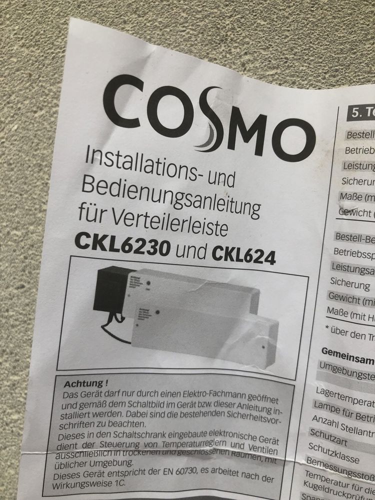 Listwa zaciskowa cosmo 230V z wtyczką kodowania do modułu demontażu