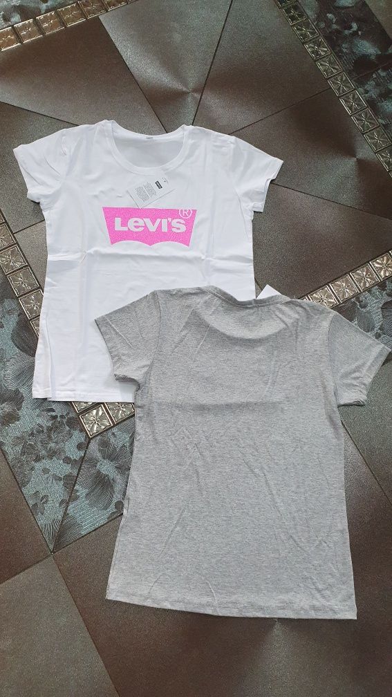 2 koszulki damskie bawełna premium logo nike Levis L