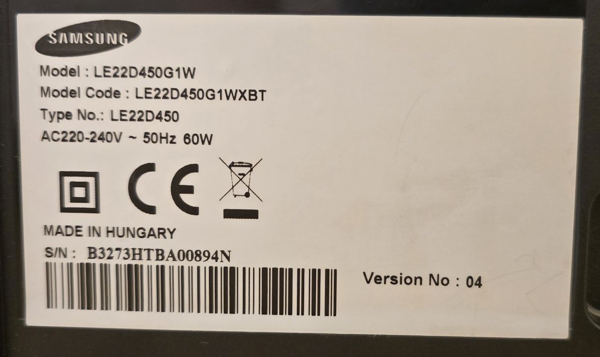Телевізор Samsung 22" LE22D450G1W