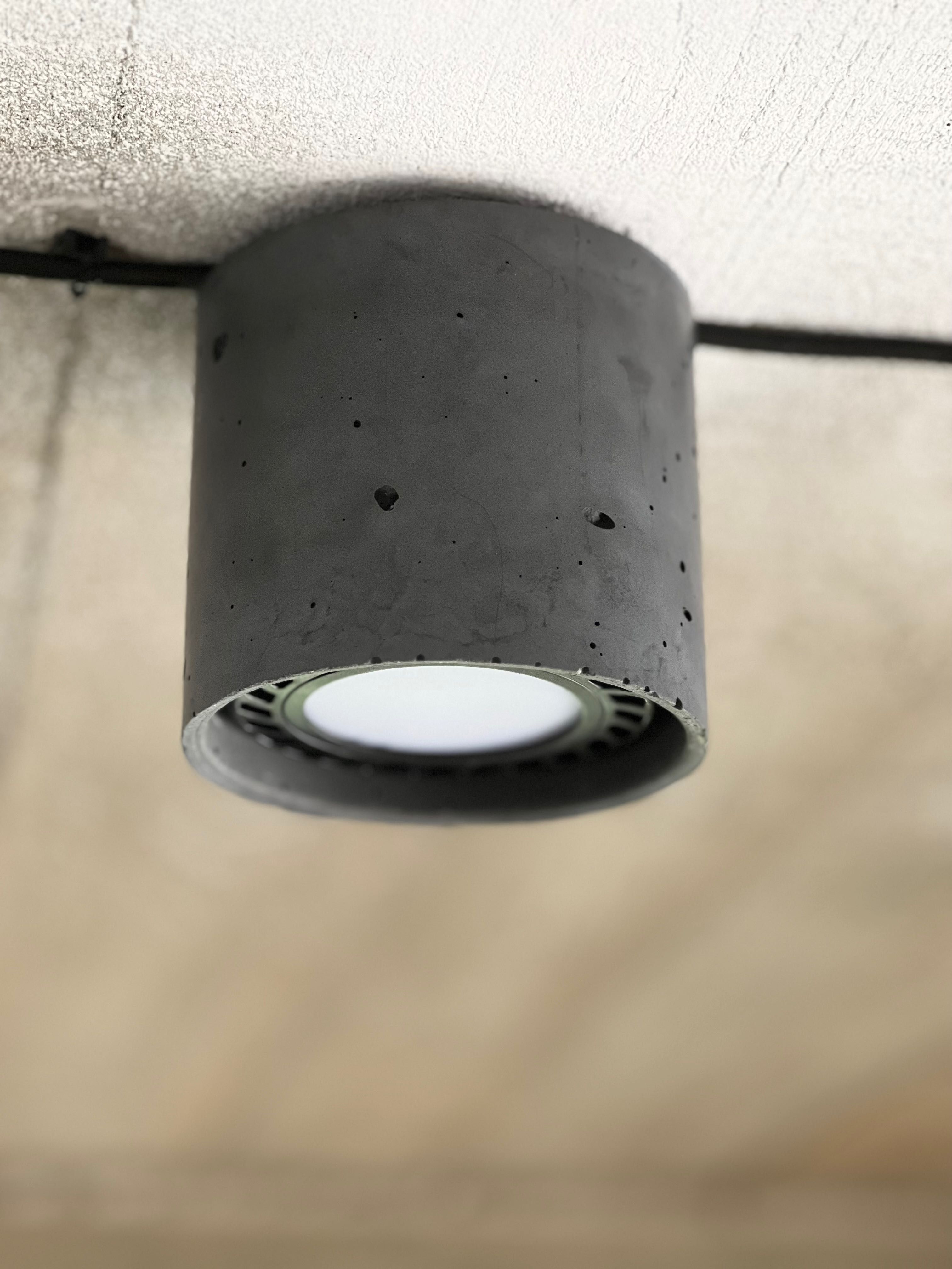 Lampa betonowa downlight gu10 es111 loft handmade biała