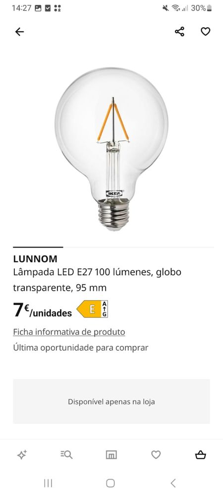 Candeeiro + Pendente + Lâmpada (IKEA)