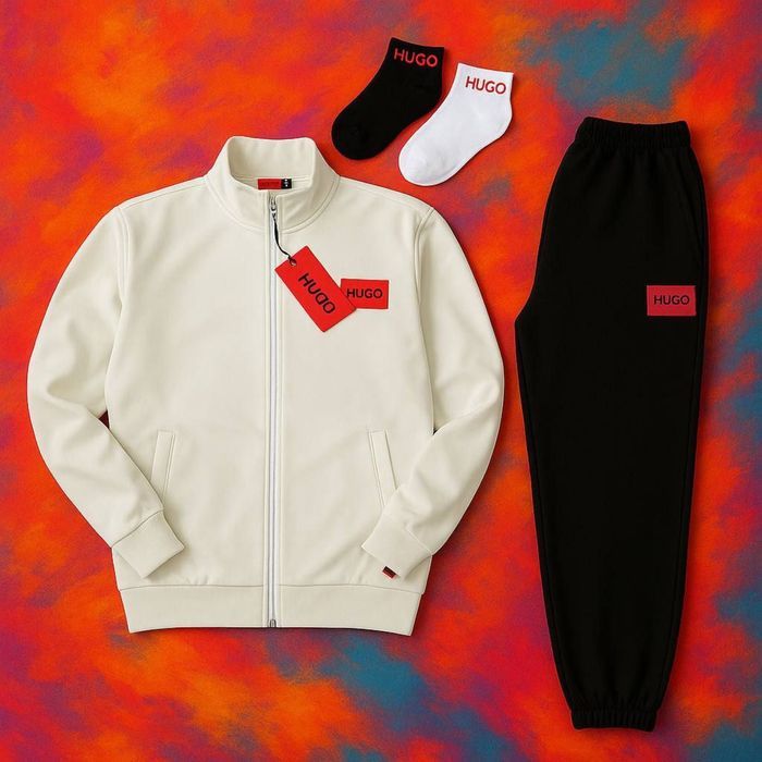 Мужской КОСТЮМ HUGO BOSS черно-белый, черный кофта штаны на Осень топ