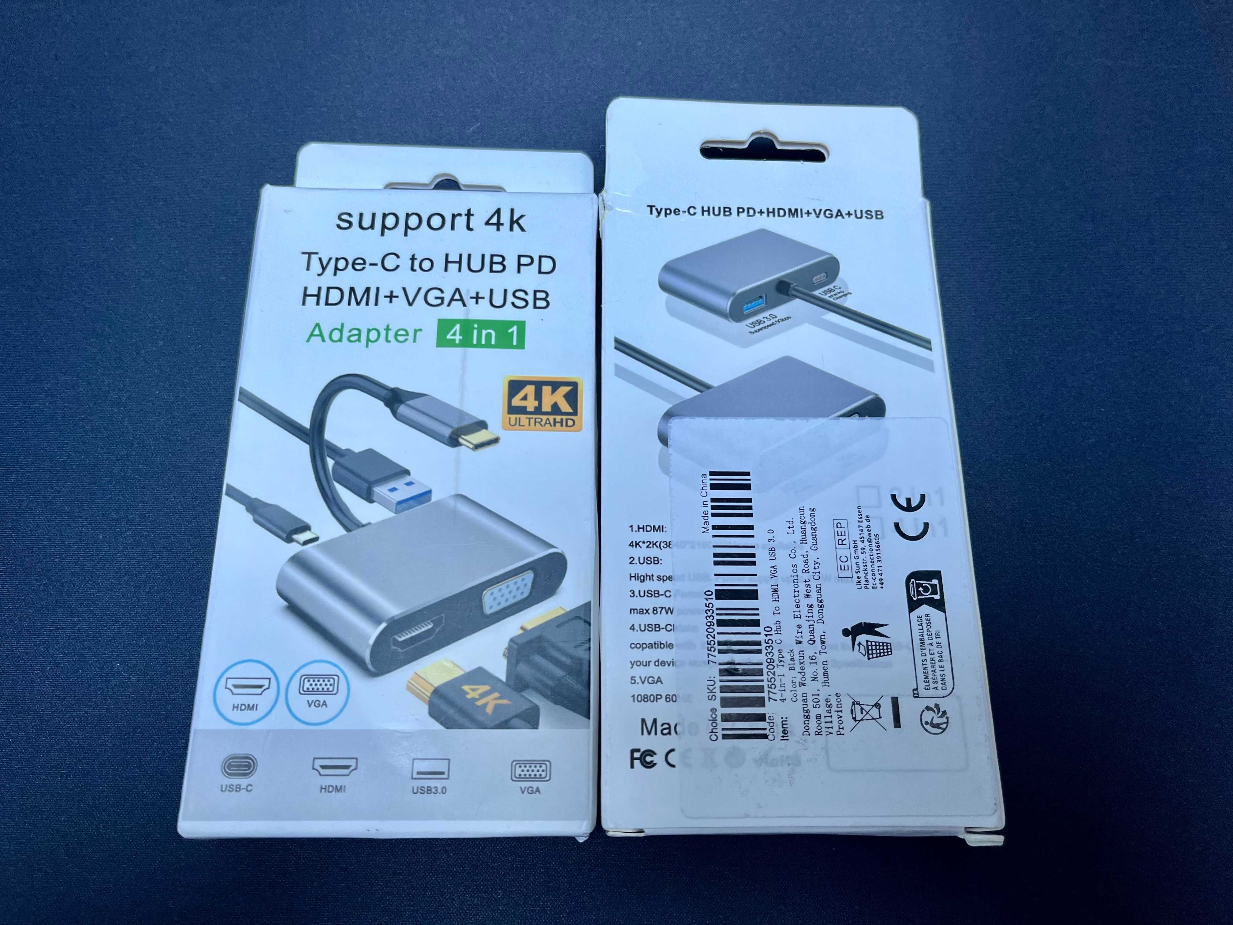 Адаптер Usb type c Hub 4 в 1 HDMI VGA  4K 30Hz хаб hub