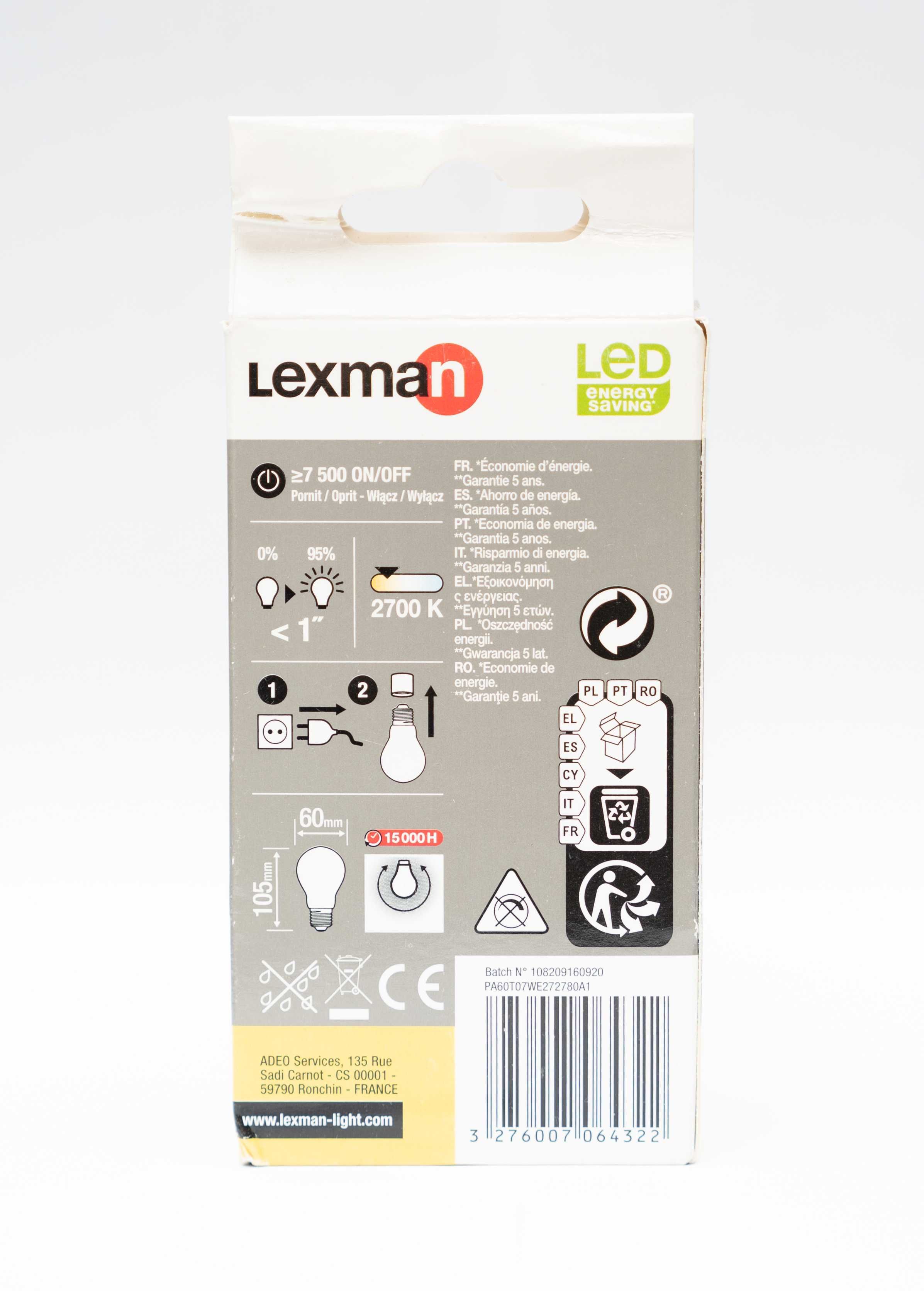 Żarówki LED Lexman 7W 2700K 806 lumenów 2 sztuki