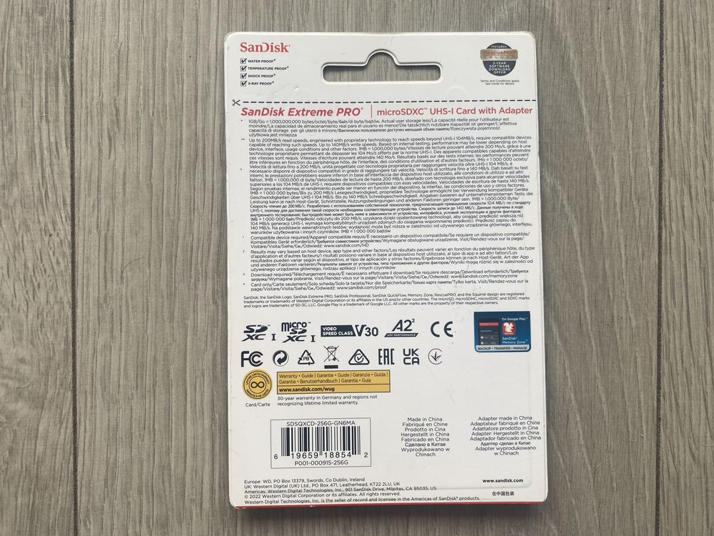 Nowa Karta Sandisk micro EXTREME PRO microSDXC 256GB 200/140MB/s New!