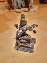 PIĘKNA stara rzeźba z brązu - IMPONUJĄCA Hinduska Bogini