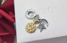Zawieszka charms potrójna słońce księżyc S925 ALE