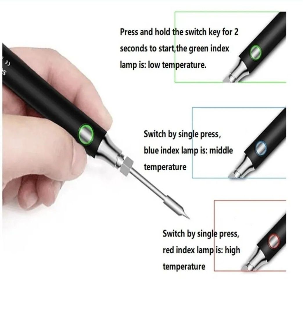 Lutownica Bezprzewodowa 5 Volt 10 Wat. Ładowanie na USB C. 3 poz. mocy