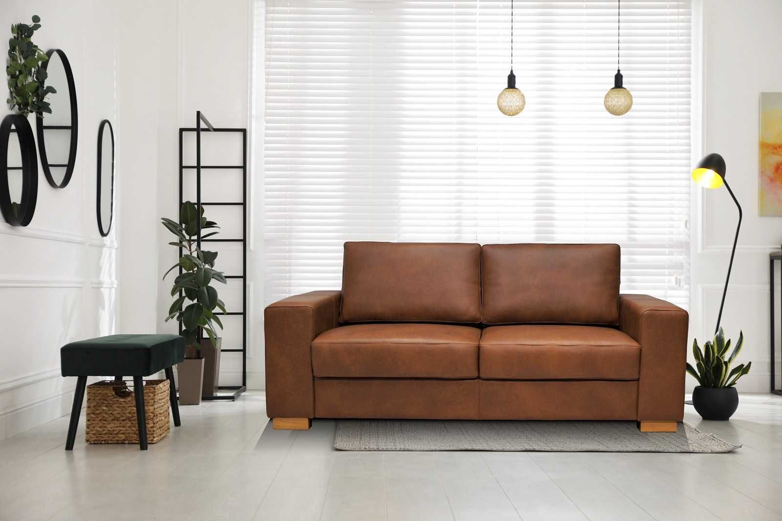 Sofa skórzana 190cm i inne, kanapa ze skóry, wypoczynek skóra natur.