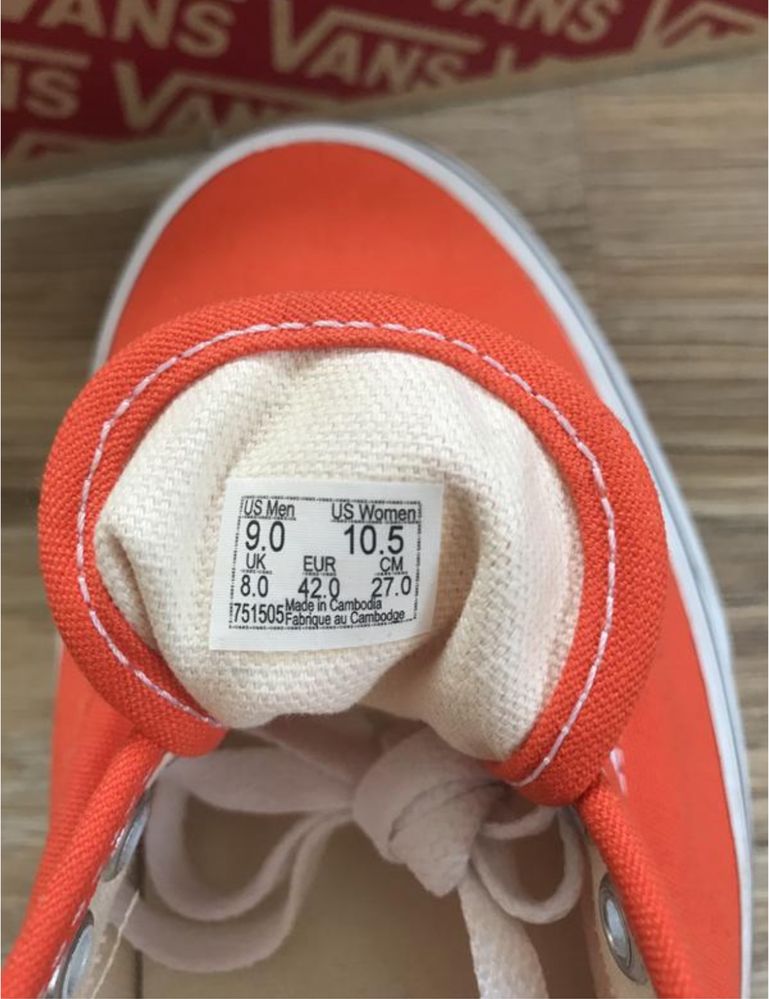 Кеди vans authentic orange