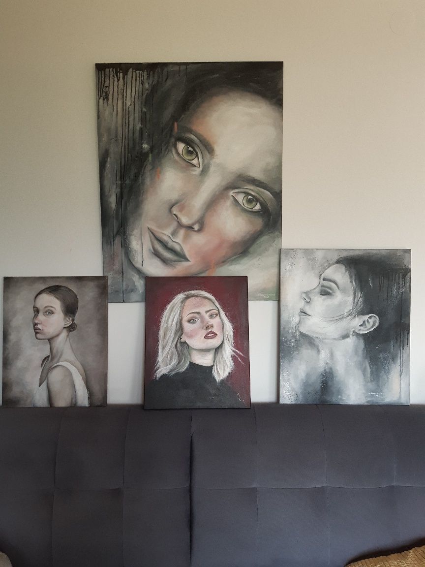 Portret ręcznie malowany.