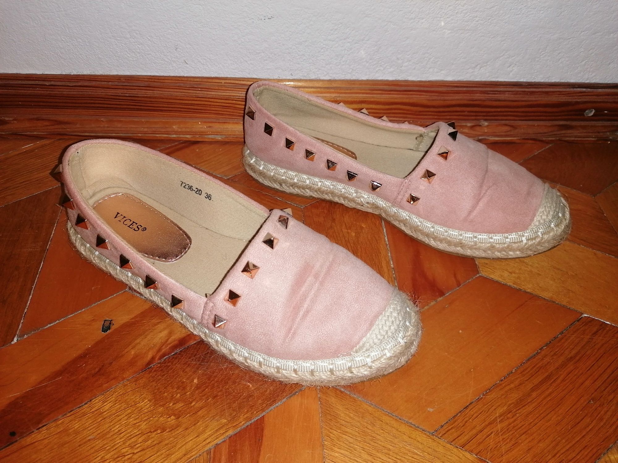 Buty, Różowe espadryle, slomiana podeszwa, rozmiar 36