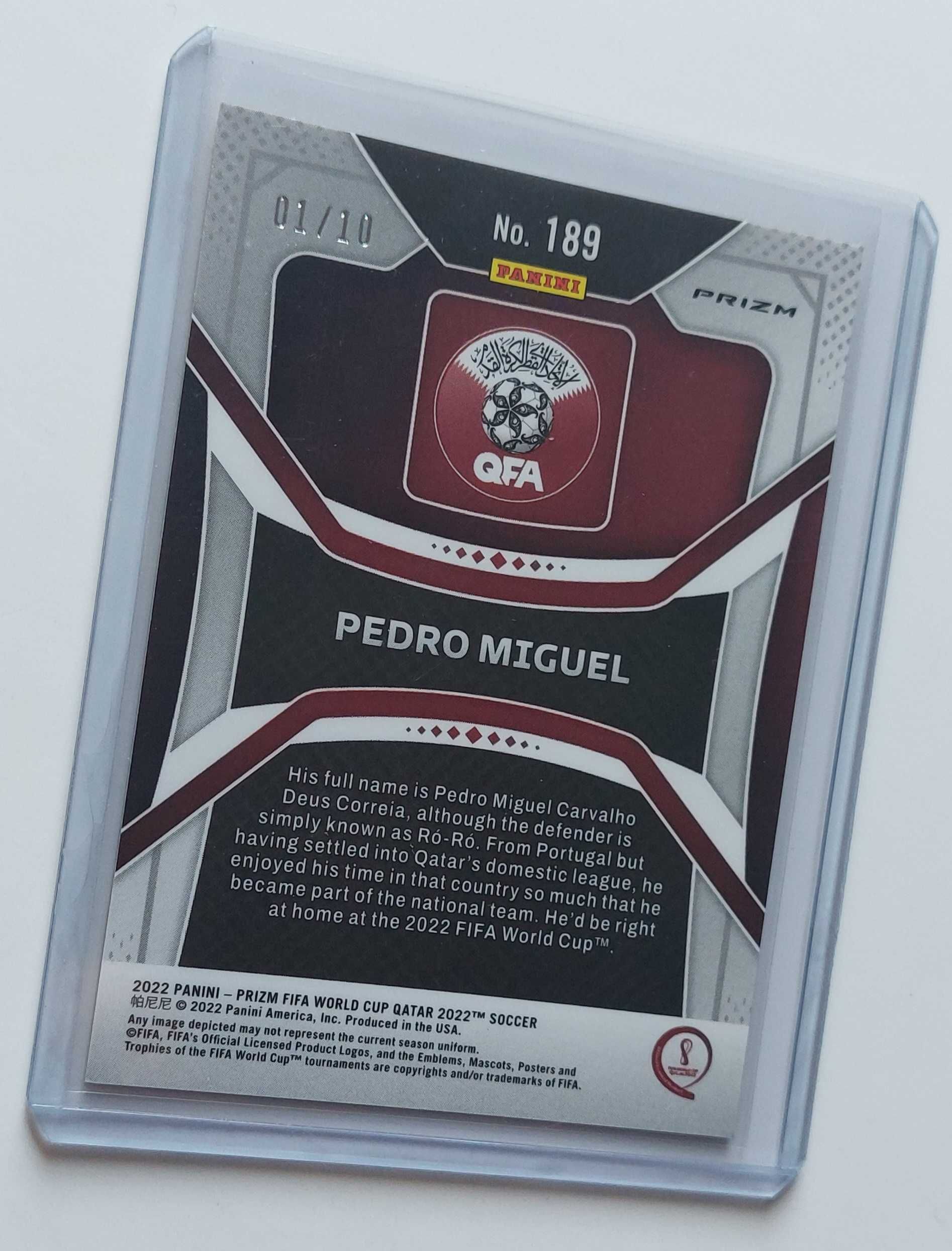 FIFA World Cup 2022 Qatar Pedro Miguel Gold Prizm #189 01/10 Qatar
