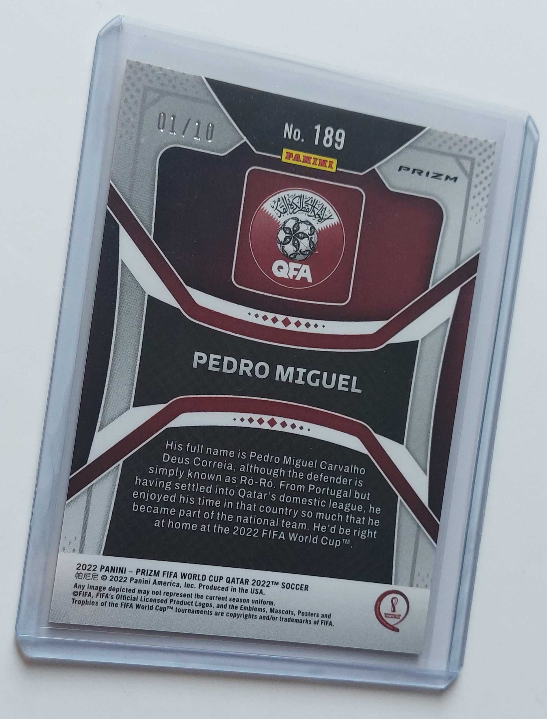 FIFA World Cup 2022 Qatar Pedro Miguel Gold Prizm #189 01/10 Qatar