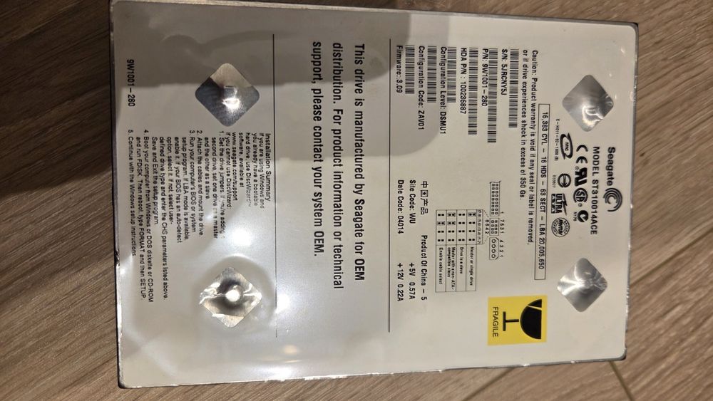 Retro dysk twardy ATA IDE Seagate ST310014ACE 8Gb