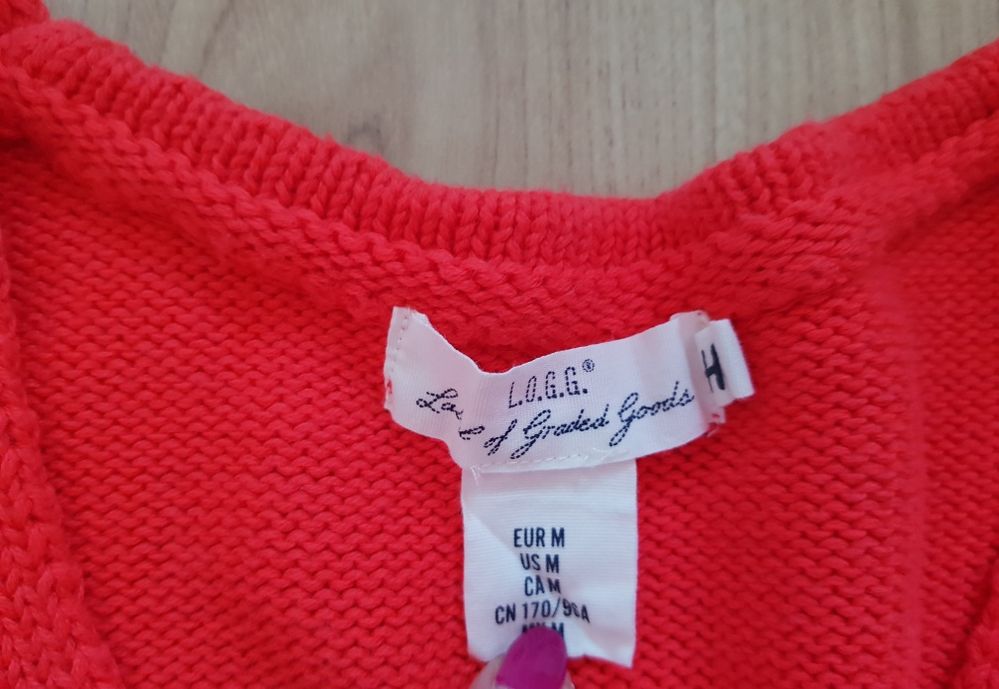 H&M sweter neonowa czerwień *oversize* M