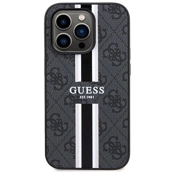 Etui Guess 4G Printed Stripes MagSafe na iPhone 14 Pro - czarne