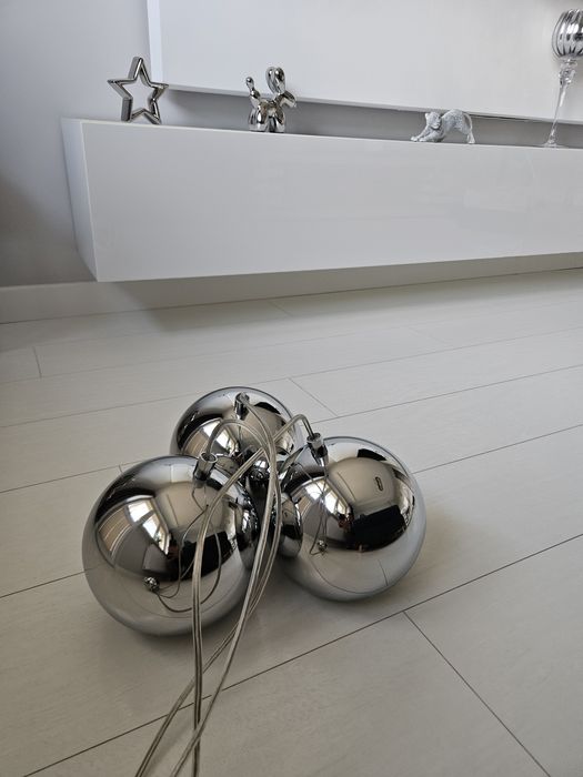 Lampa sufitowa wisząca srebrna lustrzana kule