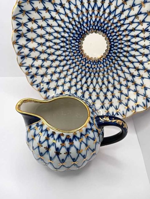 Porcelana Łomonosow mlecznik Siatka kobaltowa