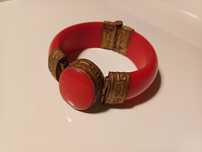 Pulseira de estilo étnico indiano vintage, de cor vermelha