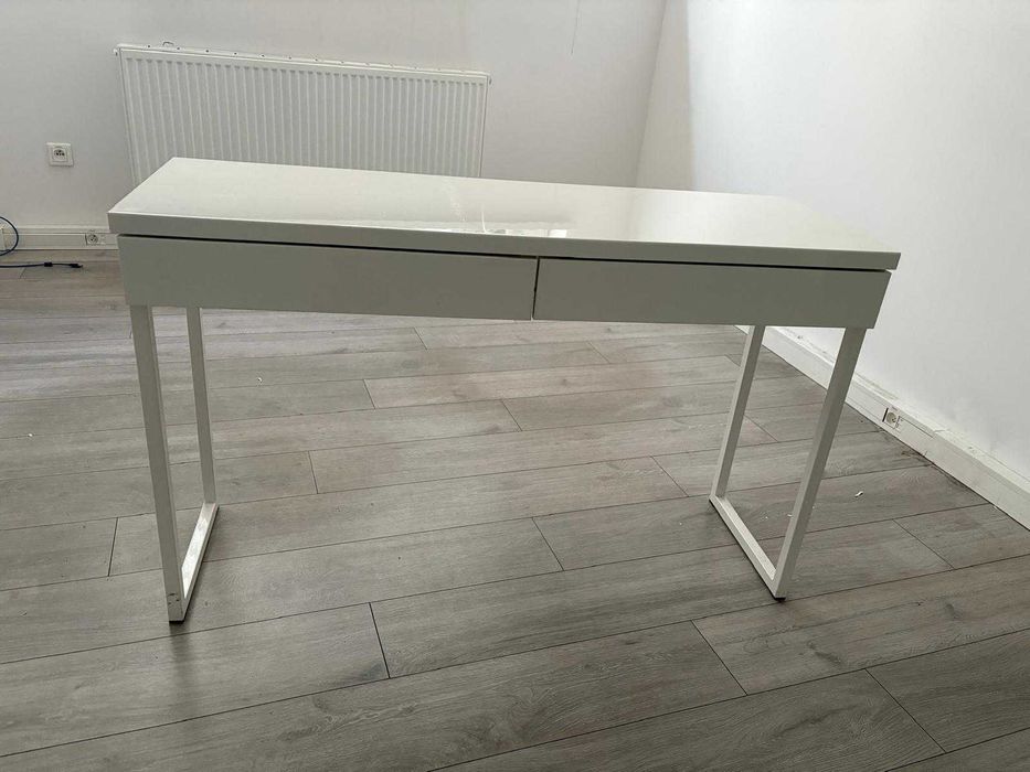 IKEA BESTA BURS Biurko połysk biały 120x40 cm