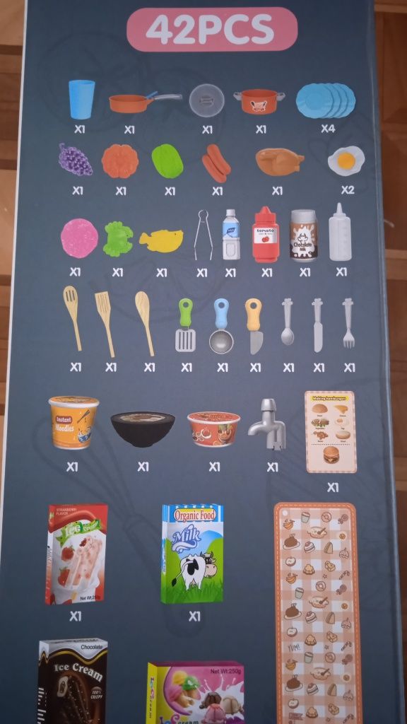 Дитяча кухня 42 предмета, підсвічування, звуки,  з парою