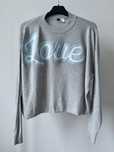 Krótki szary sweterek H&M oversize z napisem Love rozmiar M