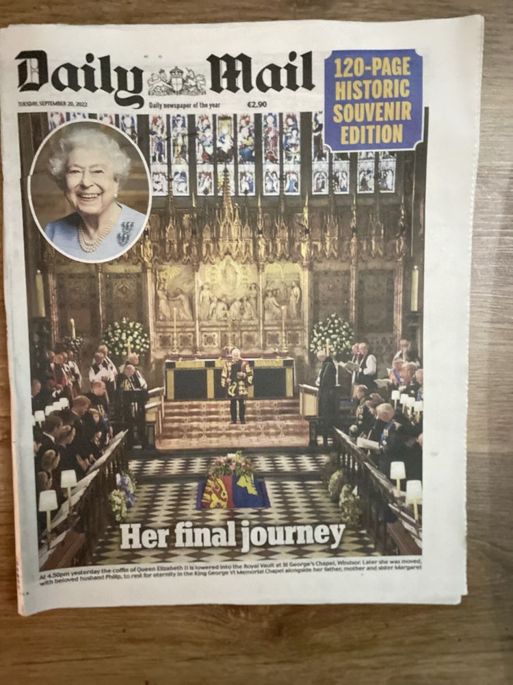 Jornais estrangeiros Morte Rainha Elizabeth II -