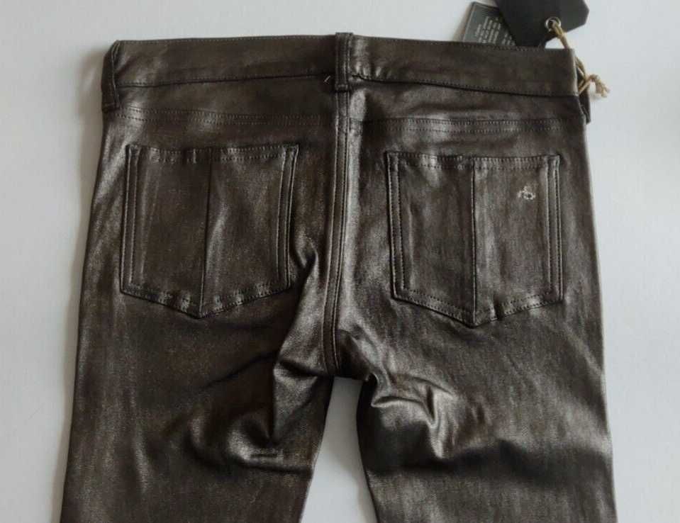 Rag & Bone Новые 100% натуральная Кожа Кожаные Брюки $1100 26 металлик