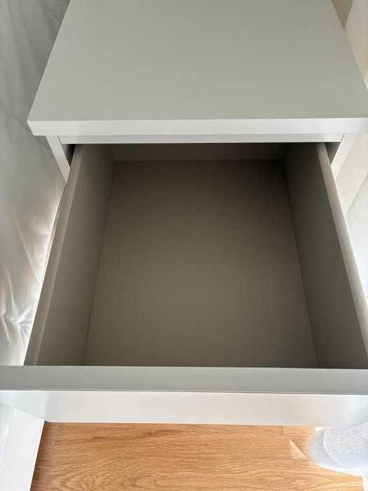 MALM Mesa cabeceira  c/2 gavetas, branco, 40x55 cm, como nova