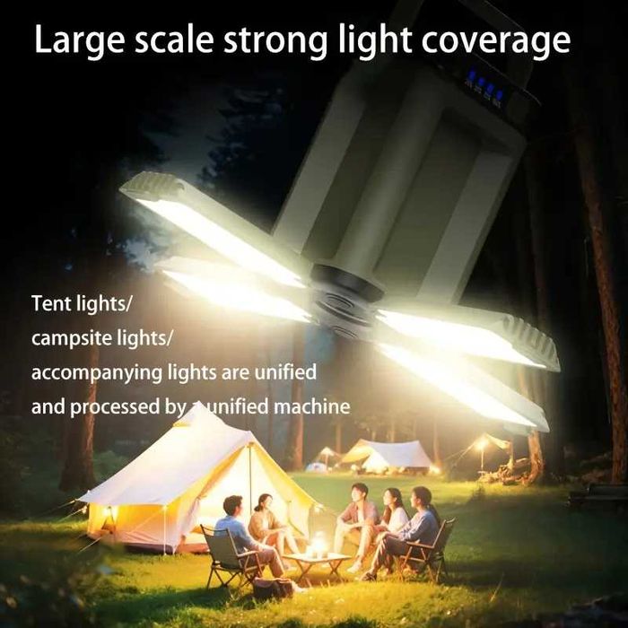 Портативний ліхтарик павербанк із сонячною зарядкою — 6 режимів світла