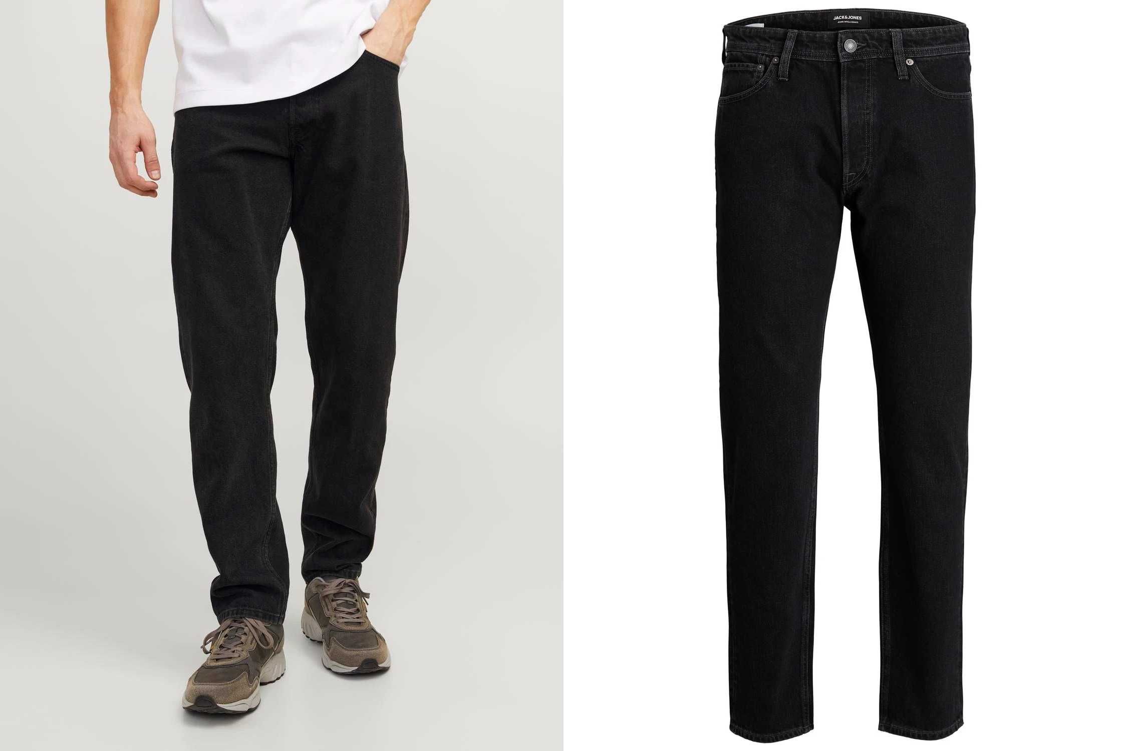 NOWE czarne Jack&Jones Loose 90s Y2K W32 L32 luźne w33 l34 proste