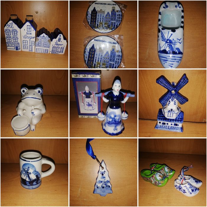 Голландский сувенир. Делфт. Кломпы. Елка. Мельница. Винтаж.