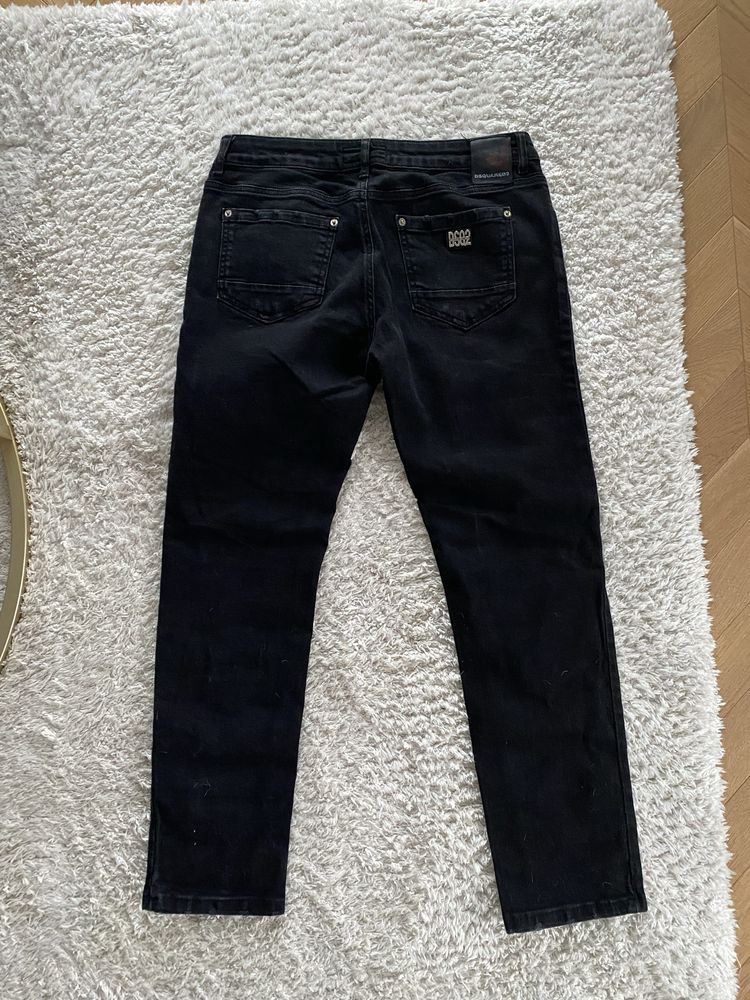 Czarne jeansy męskie Dsquared2 skinny fit klasyczne dżinsy