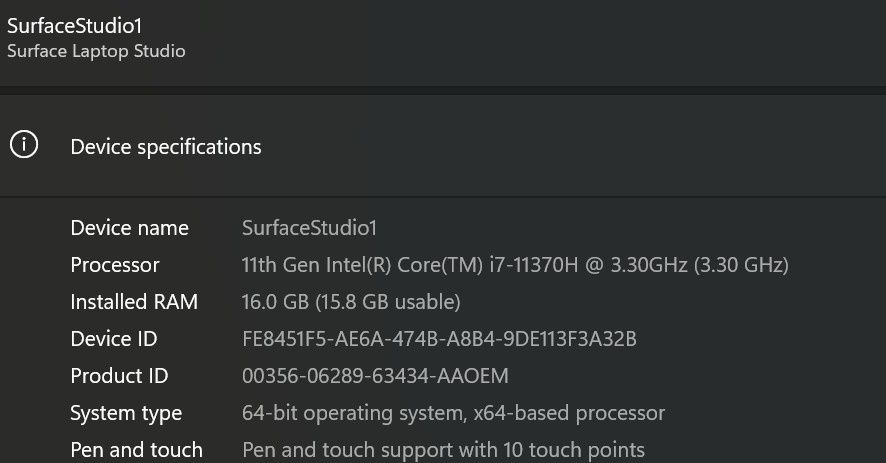 Microsoft Surface Laptop Studio i7 RTX3050Ti