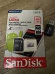 Новая Micro Sd 64gb + usb адаптер,картридер,флешка,карта памяти