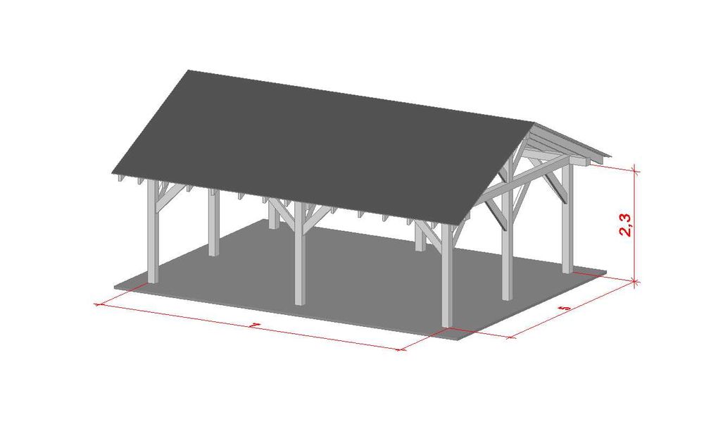 Projekt wiaty dwuspadowej 5 x 7