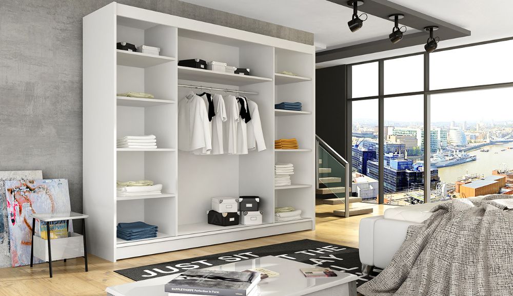 Szafa Przesuwna Garderoba BOSTON 1 250cm LED 10dni PRODUCENT 5 kolorów