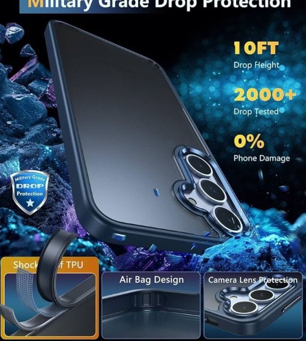 Чехол FNTCASE for Samsung Galaxy S24+/Plus  blue matte, t-con