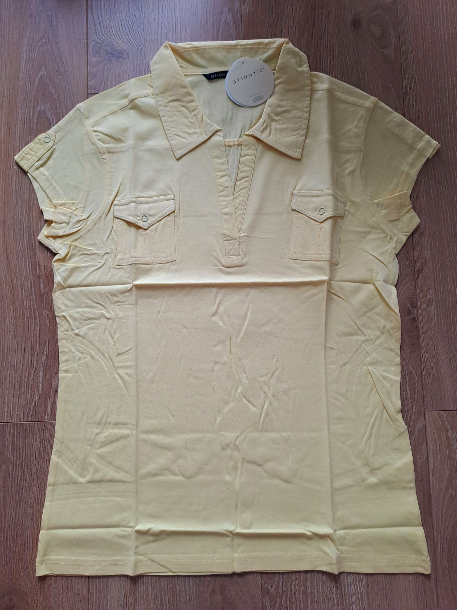 Bluzka polo Atlantic, rozmiar XL, bawełna, żółta