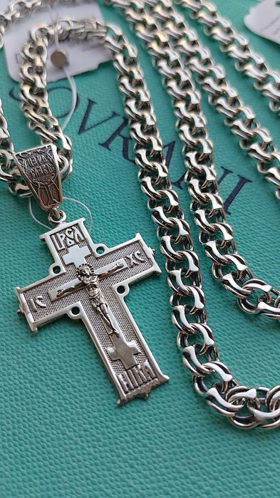 Бісмарк козацький 7 мм шир 50 55 60 см срібний ланцюг цепочка по 135