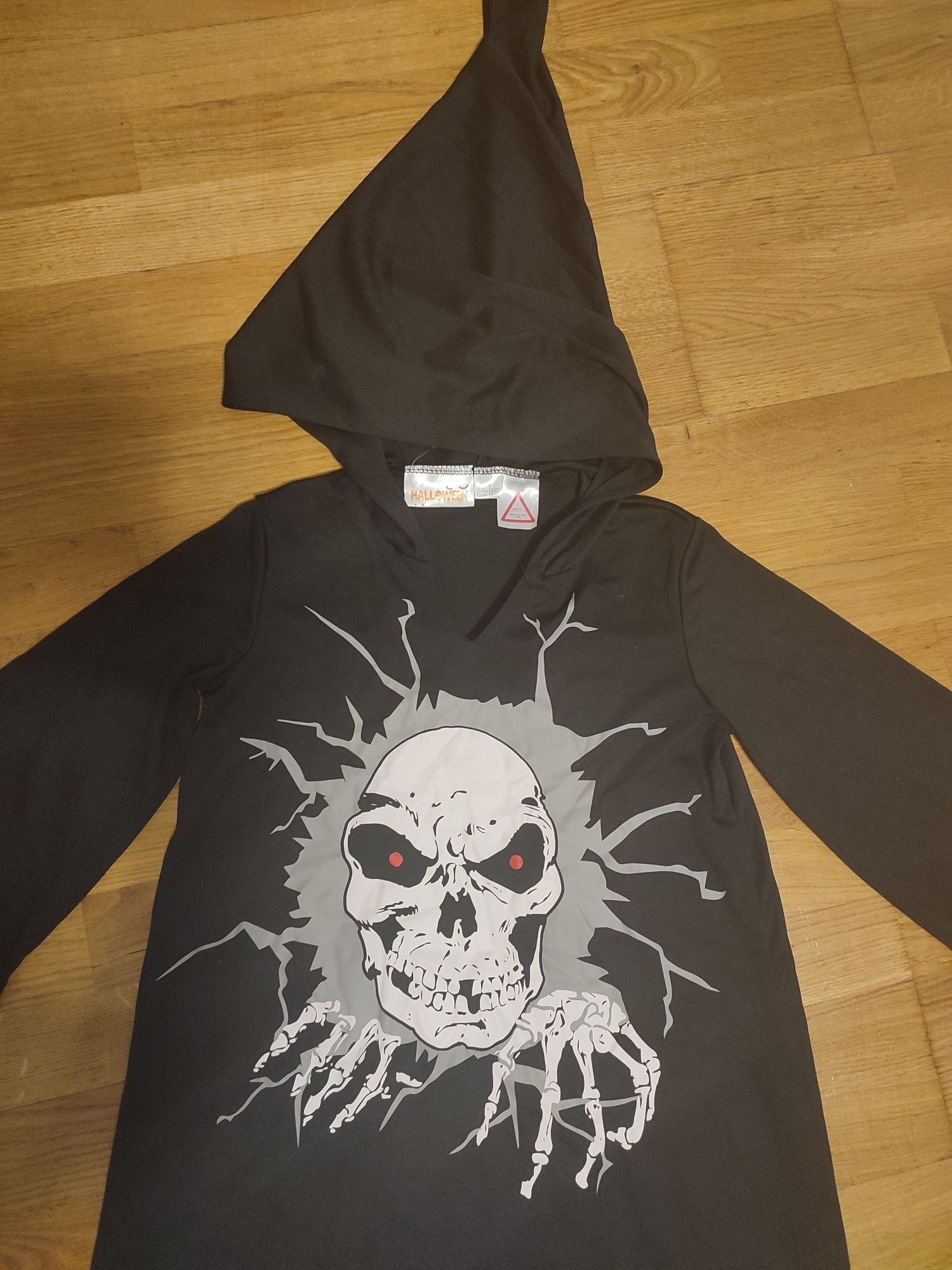 Sukienka halloween strój czarownicy z kapturem r. 4-6 lat